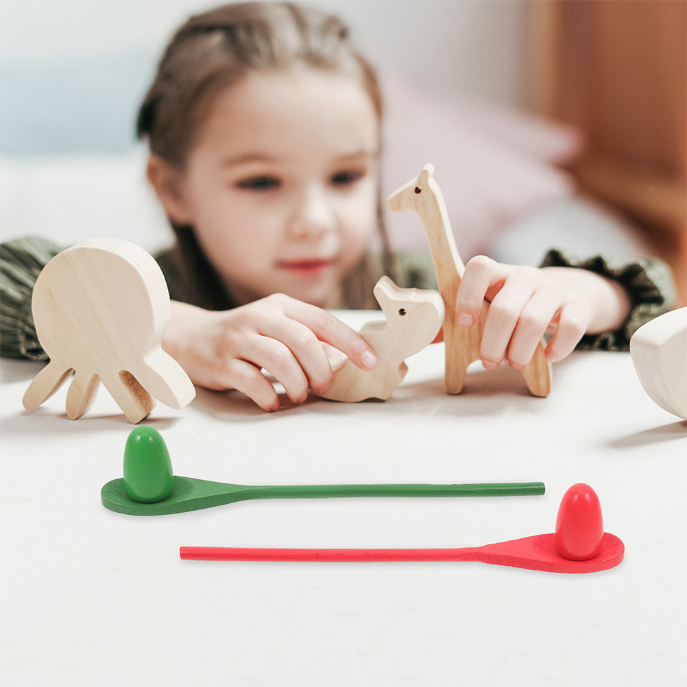 4Sets Wood Balance Egg Spoon S - Party Games Physical recension och pris